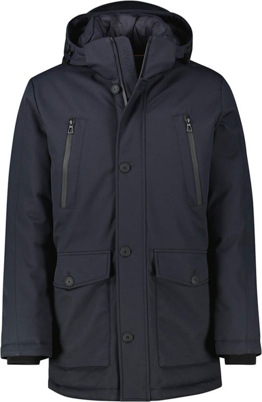 Lerros - Parka - Blue night - Heren-Parka in Twillstructuur