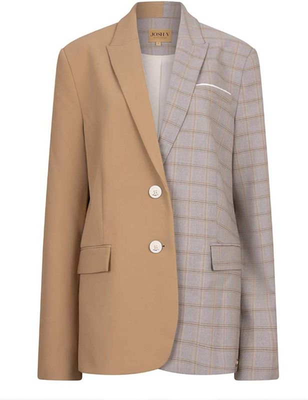 Josh V - Blazer - Beige - Ruit