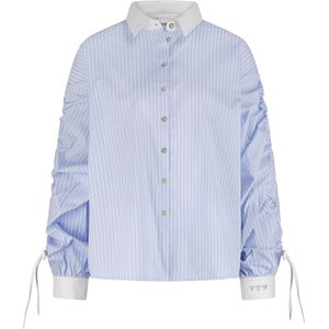 Nukus Blouse blauw (Maat: XS) - Streep - Halslijn: Polokraag,