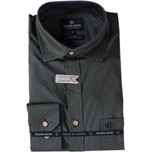 Fellows United Heren overhemd lange mouw groen (Maat: 2XL)