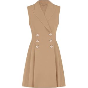 Nikkie Jurk beige (Maat: 38) - Effen - Halslijn: Revers,