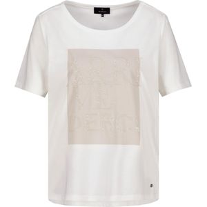 Monari T-shirt ecru (Maat: 42) - Geplaatste tekst - Halslijn: Ronde hals,