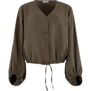 Anna Blouse groen (Maat: S) - Effen - Halslijn: V-hals,