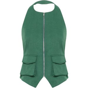 Gestuz - GZcallia - Haltertop - Groen - Effen - Ronde Halslijn