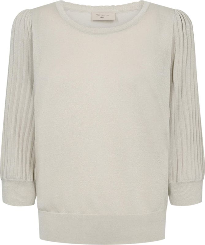 Freequent Dames trui beige (Maat: L) - Effen - Halslijn: Ronde hals,