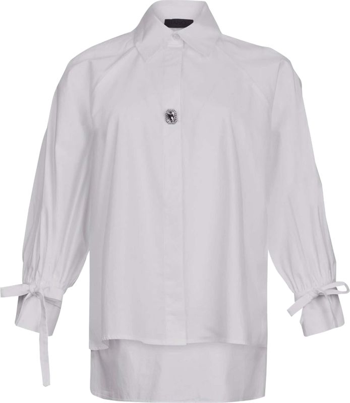Liu Jo Dames blouse wit (Maat: 40) - Effen - Halslijn: Polokraag,