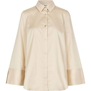 Modström Blouse beige (Maat: L) - Effen - Halslijn: Kraag,