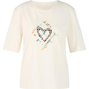 Marc Cain Sports T-shirt ecru (Maat: 38) - Halslijn: Ronde hals,