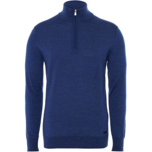 Born with appetite Heren trui met rits blauw (Maat: S) - Halslijn: Opstaande kraag met rits,