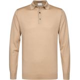 Profuomo Poloshirt lange mouw beige, Effen