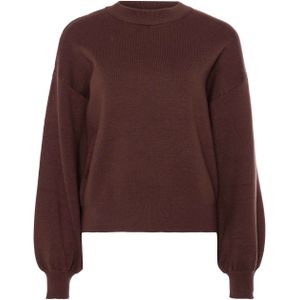 Avec Elan Dames trui bruin (Maat: XS) - Effen - Halslijn: Ronde hals,