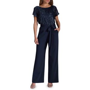 Swing Jumpsuit blauw (Maat: 42) - Glitter - Halslijn: Ronde hals,