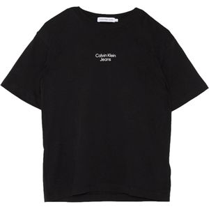 Calvin Klein T-shirt zwart (Maat: 140) - Effen - Halslijn: Ronde hals,