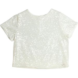 Gymp Blouse korte mouw ecru (Maat: 128) - Glitter - Halslijn: Ronde hals,