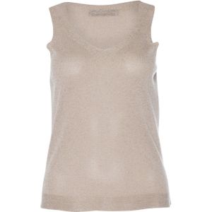 D. Exterior Top beige (Maat: M) - Effen - Halslijn: V-hals,