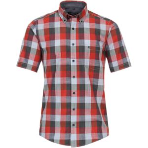 Casa Moda Overhemd korte mouw rood (Maat: 4XL) - Ruit
