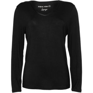 Nina von c Dames pyjamatop zwart (Maat: 48)