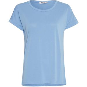 Moss Copenhagen T-shirt blauw (Maat: M-L) - Effen - Halslijn: Ronde hals,