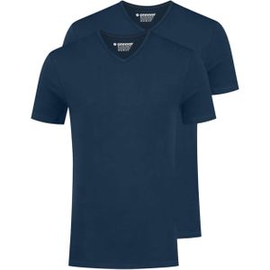 Garage T-shirt blauw (Maat: M) - Effen - Halslijn: V-hals,