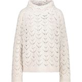 Monari Dames trui ecru (Maat: 36) - Effen - Halslijn: Opstaande kraag,