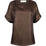 Irene - Top Shiny - Bruin - Ronde Hals