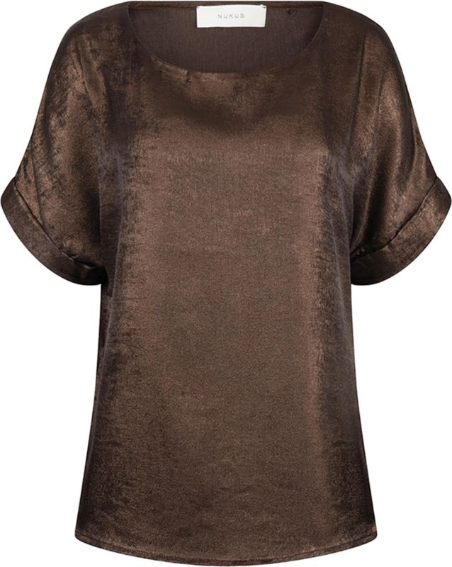 Irene - Top Shiny - Bruin - Ronde Hals