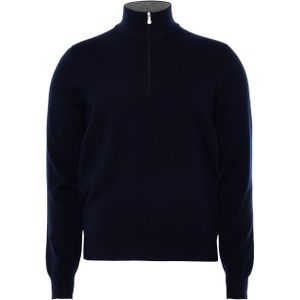 Gran Sasso Trui met rits blauw (Maat: 50) - Effen - Halslijn: Opstaande kraag met rits,