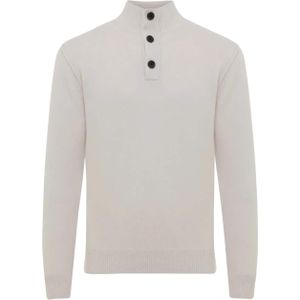 Genti Heren trui ecru (Maat: XL) - Effen - Halslijn: Opstaande kraag,