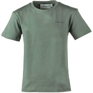 Ambique Jongens t-shirt groen (Maat: 164) - Effen - Halslijn: Ronde hals,