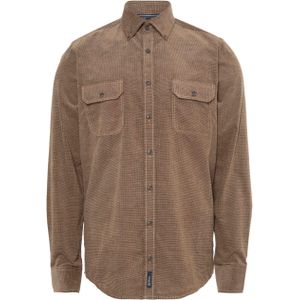 Casa Moda Heren overhemd lange mouw bruin (Maat: M) - Effen