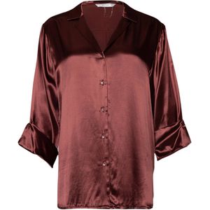 Summum Woman Blouse rood (Maat: 34) - Effen - Halslijn: Revers,