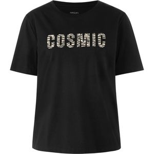 Marc Cain Sports Dames t-shirt zwart (Maat: 38) - Tekst - Halslijn: Ronde hals,
