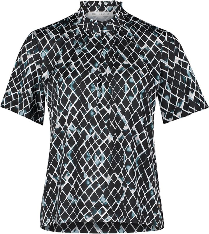 Betty & Co - Blouse met Vlindermouwen - Blauw - Dames - 2XL