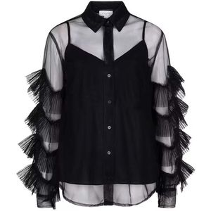 Dante6 Dames blouse zwart (Maat: 40) - Halslijn: Polokraag,