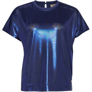 Mos Mosh Dames t-shirt blauw (Maat: XS) - Metallic - Halslijn: Ronde hals,