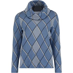 Bloomings - Coltrui - Blauw - Ruit - Loose Turtle Neck Pullover