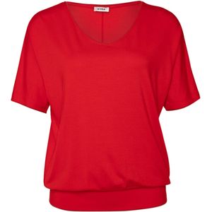 Kyra T-shirt rood (Maat: L) - Effen - Halslijn: V-hals,