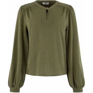 Anna Dames blouse groen (Maat: S) - Glitter - Halslijn: V-hals,