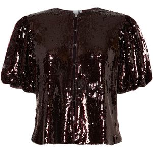 Y.a.s - Royalina - Pailletten Top - Bruin - Polyester
