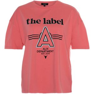 Alix The Label T-shirt roze (Maat: XL) - Tekst - Halslijn: Ronde hals,