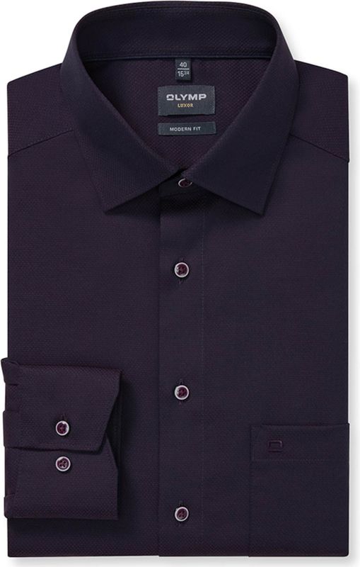 OLYMP Luxor Overhemd, modern fit, New Kent, Aubergine