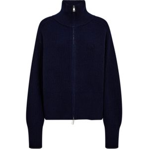 Mos Mosh - Mmamity Zip Knit Cardigan - Gebreid Vest - Blauw - 100% Wol
