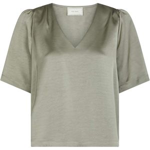 Neo Noir - Largo Heavy Sateen - Blouse - Groen - Effen - V-hals