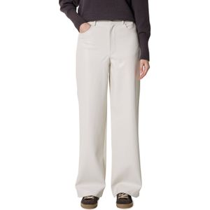 Rino & Pelle - Corian - Imitatieleren Broek - Beige - Wide Leg - Regular Waist