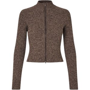 Envii Dames vest bruin (Maat: XL) - Mélange - Halslijn: Opstaande kraag,