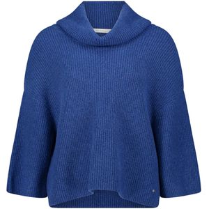 Betty & Co - Gebreide Trui met Kraag - Blauw - Dames
