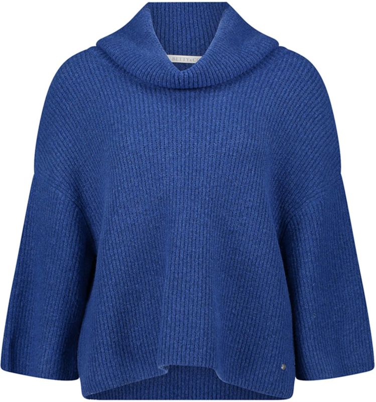 Betty & Co - Gebreide Trui met Kraag - Blauw - Dames