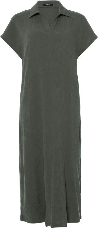 OPUS - Wannie - Midi-jurk - Viscosemix met Stretch - V-hals, Platte Kraag