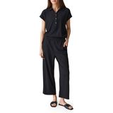 OPUS - Melti Polo - Jumpsuit - Zwart - Materiaalmix met Stretch
