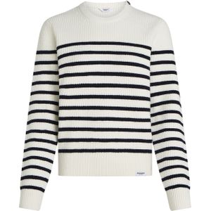 Penn & Ink N.Y. Dames trui ecru (Maat: XS) - Streep - Halslijn: Ronde hals,